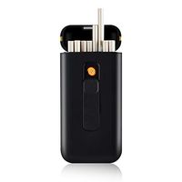 Cigarette Case with Lighter Cigarettes Box Portable 20pcs 100's Slim Cigarettes USB Lighters 2 in 1 Rechargeable Flameless Windproof Electric Lighter (Black)