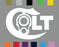 Colt Firearms Barrel Symbol - Vinyl - 4" wide (Color: WHITE) decal laptop tablet skateboard car windows stickers