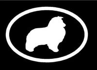 Just For Fun White - 6" Sheltie Euro Dog Puppy Vinyl Die Cut Decal Bumper Sticker, Windows, Cars, Trucks, laptops, etc
