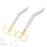 LAJA Imports Set of 2 Premium O.r Grade Gold Handle Supercut Lister Bandage Scissors 5.5" + 7.25" with One Serrated Blade