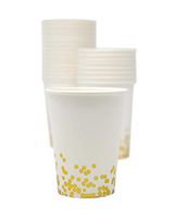 White and Gold Party Cups - Paper Disposable Cups Decorative Gold Party Supplies | 10 Ounce Cups 50 Count for Easy Clean Up | Party Cups Used for Weddings Birthdays Showers Christmas New Years