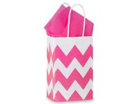 Nashville Wraps Shopping Gift Bags 25 Count - Chevron Stripe - Hot Pink - Rose
