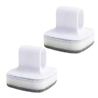 TOPBATHY Dish Washing Sponge Wall Mount Pad Cleaning Brush with Handle Tiles Sink Pot Kitchen Clean Tool (White) 2pcs