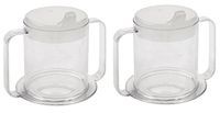 Independence 2-Handle Plastic Mug with 2 Style Lids, Lightweight Drinking Cup with Easy-to-Grasp Handles for Hot and Cold Beverages, Spill-Resistant Adult Sippy Cup (2-Pack)