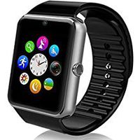 GT08 Bluetooth Smart Watch with SIM Card Slot and NFC Smart Health Watch for Android(Full Functions) and iOS(Partial Functions) Bracelet Smartwatch (Silver Black Band)