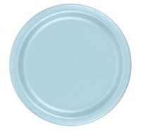 240 Light Blue (10 Pks of 24) 7 Inch Wax Coated Plain Solid Color Dessert Cake Paper Plates