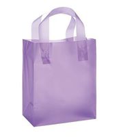 Purple Frosted Plastic Gift Bags with Handle (8"x5"x10") 24 Units