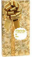 Golden Poinsetta Holiday Fun Holiday/Christmas Deluxe- Gift Wrap Wrapping Paper with Gift Tags and Bows