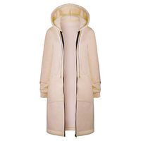 Ros1ock Women Warm Zipper Cardigan Solid Color Long Coat Jacket Drawstring Casual Tops Outwear Khaki