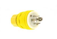 Leviton 28W09 30 Amp, 120/208 Volt 3-Phase, Locking Plug, Industrial Grade, Non-Grounding, Wetguard, Yellow