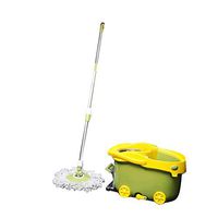 MOP Spinning and Bucket Cleaning Set Pedal Hand Pressure 2 in 1 Adjustable Household Green Head2