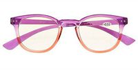 Ladies Blue Light Filter Glasses Stylish Computer Eyeglasses for Women Reading(Purple-Red Frame) without Strength