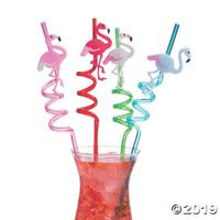 FLAMINGO SILLY STRAWS - Party Supplies - 12 Pieces