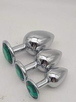 Pleasure A-%nàl Toy 3 PCS Jeweled Metal Expander Insert S-tǐck Dǒng Trainer Kit for Women Men Beginner - Body Relax T-oy - Green gem