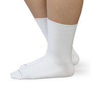 SmartKnit Seamless Wide Crew Socks for Diabetes, Arthritis, or Sensitive Feet (White, Medium)