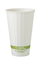 World Centric CU-PA-16D 100% Compostable Double Wall Paper Hot Cup, 16 oz, White (Pack of 600), 16 Ounce (Pack of 600)