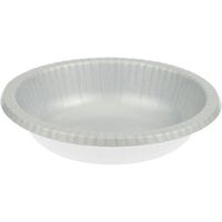 Club Pack of 200 Shimmering Silver and White Disposable Paper Party Banquet Dinner Bowls 20 oz