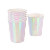Rainbow Party Supplies Iridescent Rainbow Birthday Party Theme Paper Cups 9 oz. Set of 24