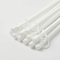 Corrugated Reusable Drinking Straws with Caps (White, 11 in.) [12 Pack]