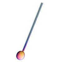 Gracefulvara Colorful Reusable Stainless Steel Metal Drinking Straws Drinking Tea Yerba Mate Straw Round Bombilla Filter Spoon Tubes (Multicolor)