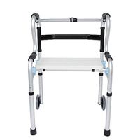 Elderly Walker, Aluminum Alloy Multi-Functional Four-Legged Adjustable Folding Elderly Walker Auxiliary Walking Aid with Wheel