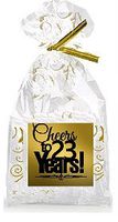 CakeSupplyShop Item#023CTC 23rd Birthday/Anniversary Cheers Metallic Gold & Gold Swirl Party Favor Bags with Twist Ties