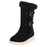Women's Winter Snow Boots Classic Comfortable Suede Button Mid-Calf Fully Fur Lined Non-Slip Warm Boots Snowshoe