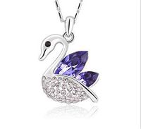 Fashion Womens Swan Purple Crystal Rhinestone Silver Chain Pendant Necklace вЂ”вЂ” Stylish For gift Lovely Jewerly Aesthetic Beads Comfortable Daily Comfy
