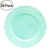 TigerChef Turquoise 10 Inch Dinner Plates Heavy Duty Plastic Serendipity Dinnerware Disposable Bulk Party Supplies Hard Round Heavyweight Plates Lunch Dinner Wedding Pack Of 20 (10" Plates, Turquoise)