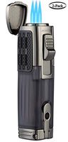 TOMOLO Torch Lighter Triple Jet Flame Refillable Butane Cigar Lighter with Cigar Punch,2 Pack,Charcoal