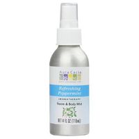 Aura Cacia 100% Pure Essential Oils, Refreshing Peppermint Aromatherapy Room & Body Mist 4 fl oz- Pack 4