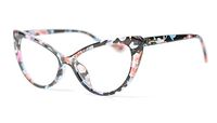 SOOLALA Womens Oversized Fashion Cat Eye Eyeglasses Frame Large Reading Glasses, Floral, ClearLens