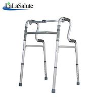 Rolling Walkers Walking aid Aluminum Alloy Double handrail trapezoidal Walker Height Adjustable Anti-Skid Foldable Walking aid for The Elderly (Color : Gray)