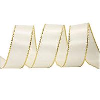 JB028-6 Gift Wrapping Satin Ribbon Fabric Roll Embellish Bows Crafts Party Wedding Double Side Gold Edges 1/4",3/8",1" (1/4" x 25 Yard)