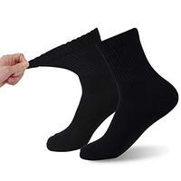 Diabetic Socks, FOOTPLUS Men Women Loose Top Thick Cushioned Winter Warm Seamless Toe Anti Blister Circulatory Dress Socks, 2 Pairs Black Quarter, XX- Large