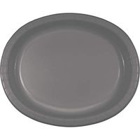 Creative Converting 339652 OVAL PLATTER 10" X 12", 10 in x 12 in, 8 ct, Gray