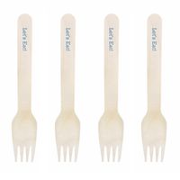 Dress My Cupcake Natural Wood 500-Pack Candy Buffet Forks DIY Kit, Let's Eat, Cornflower Blue