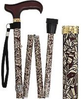 Bahama Leaf Folding Adjustable Designer Derby Walking Cane with Engraved Collar