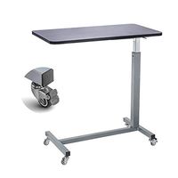 CBHLZ Height Adjustable Mobile Overbed Table,Laptop Desk Medical, Multi Purpose Sofa Side Table with Wheels, 30.3×15.3×27.5-40.1 inch Grey