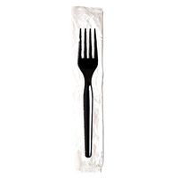 Dixie Individually Wrapped 6.31" Medium-Weight Polystyrene Fork by GP PRO (Georgia-Pacific), Black, FM53C7, (Case of 1,000)