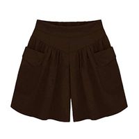 Meikosks Womens Summer Loose Hot Pants Plus Size Shorts with Pockets Lady Casual Bottoms Pants Brown