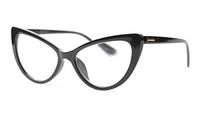 SOOLALA Womens Oversized Fashion Cat Eye Eyeglasses Frame Large Reading Glasses, Black, 2.0D