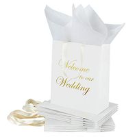 Loveinside Medium Kraft Gift Bags-Welcome to Our Wedding Gold Foil White Paper Gift Bag with Tissue Paper - Wedding,Party Favor,Bridesmaids Gift-12Pack -8" X 4" X 10"