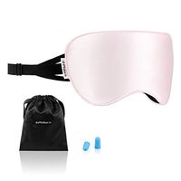 Philorn Natural Silk Eye Mask for Sleeping, Soft and Skin-Friendly Sleep Mask with Adjustable Strap Anti-Noise Earplugs, Blocks Out 100% Light, Pure Cotton Filled Sleeping Eye Mask Pink
