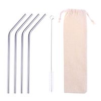 BESTONZON Reusable Stainless Steel Drinking Straws Metal Straws with Cleaning Brush Bag for 20oz Tumbler Mason Jar Mugs Yeti Rambler