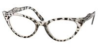 SOOLALA Womens Vintage Cateyes 80s Inspired Fashion Reading Glasses with Rhinestones, GrayLeo, 3.0