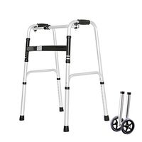 Height Adjustable Folding Walker with Roller/Seat Plate Removable Disabled Person Elderly, Aluminum Alloy