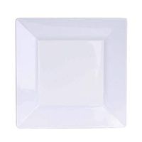 BalsaCircle 40 pcs 6.5-Inch White Plastic Square Plates - Disposable Wedding Party Catering Tableware