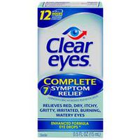 Clear eyes Complete 7 Symptom Relief Astringent/Lubricant/Redness Reliever Eye Drops 0.5 oz 6 Pack