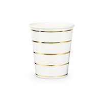 Daydream Society Frenchie Metallic Striped Paper Party Cups, Pack of 8, Gold Foil